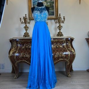 Women’s Illusion rhinestone bodice formal evening party prom dress